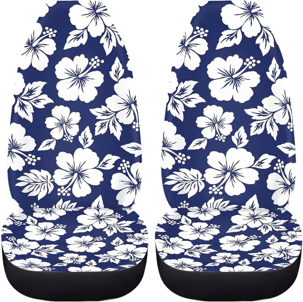 Dreaweet Hawaiian Seat Covers for Cars Blue Hibiscus Flower Print Car Seat Co...