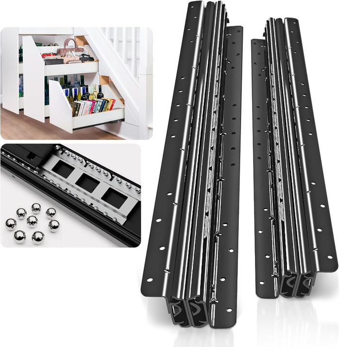 ToBeGreat 1 Pair Undermount Heavy Duty Drawer Slides 16 lnch 260 lb Load Capacity Bottom Mounted Full Extension Ball Bearing Hidden Stair Rails Cabinet Concealed Runner Glide