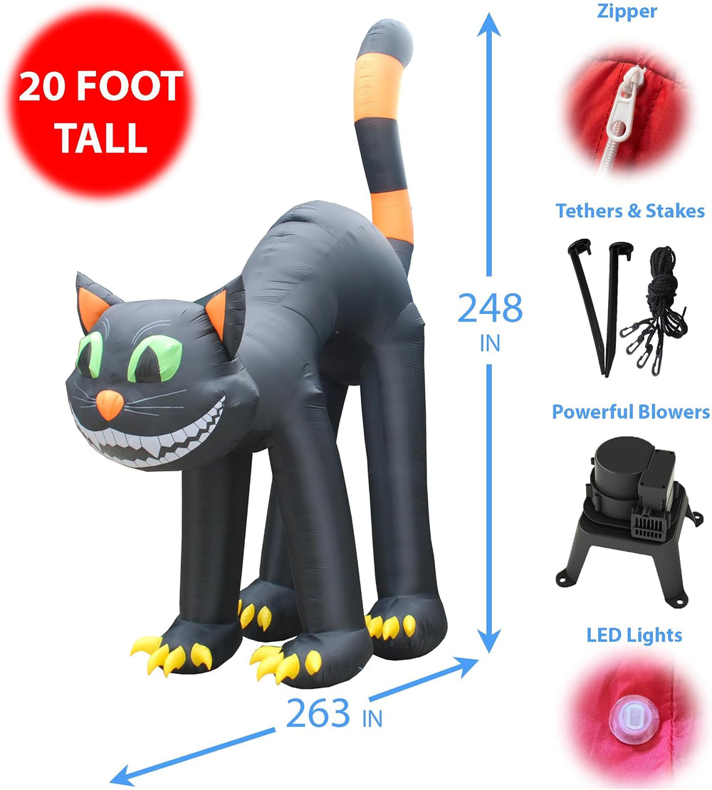20 FT Huge Lighted Halloween Inflatable Black Cat
