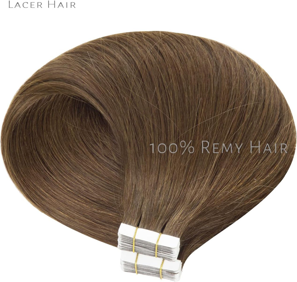 Lacer 22 Inch Tape In Extensions Chocolate Brown Color