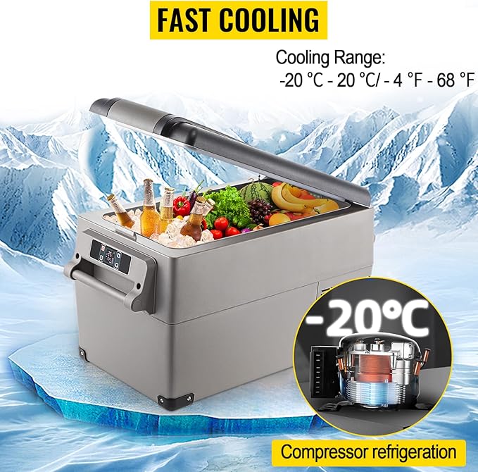 VEVOR CF35 Portable 37 Quart 12 Volt App Control, Car Refrigerator Dual Zone