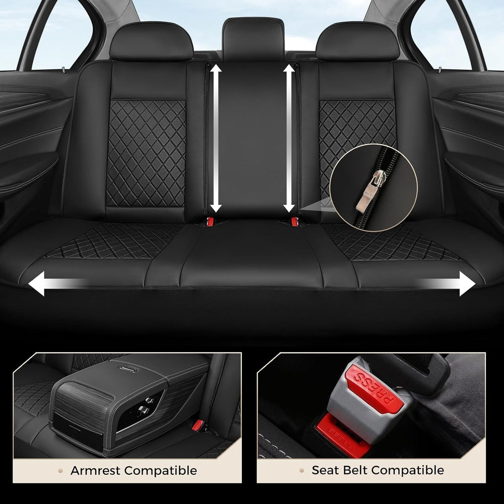 Coverado Car Seat Covers Full Set, Automotive Leather Seat Covers for Car๏ผUni...
