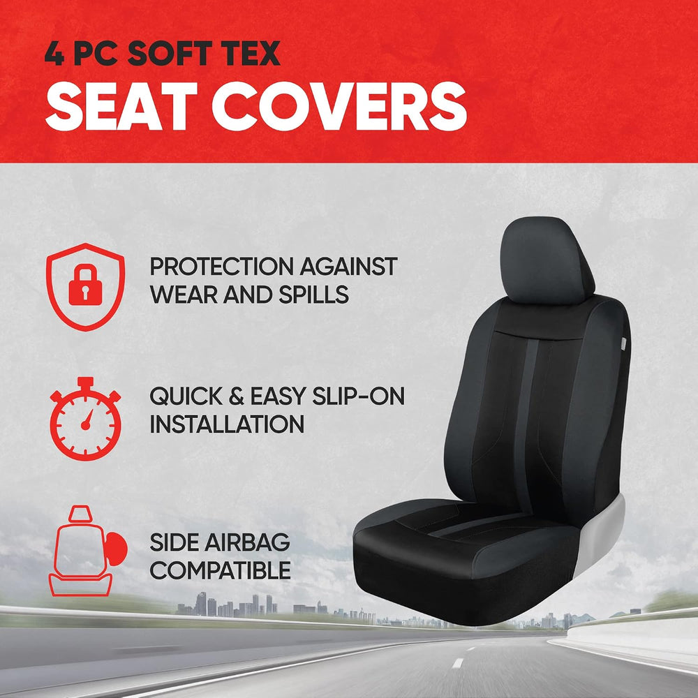 Motor Trend Gray Cloth Car Seat Covers for Front Seats โ Premium Automotive B...