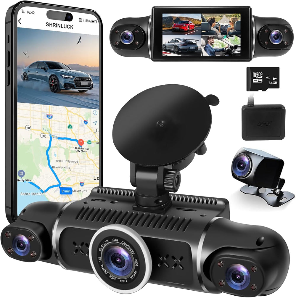 4 Channel Dash Cam 360ยฐ View Front Rear Inside & Left Right,Dash Camera F...