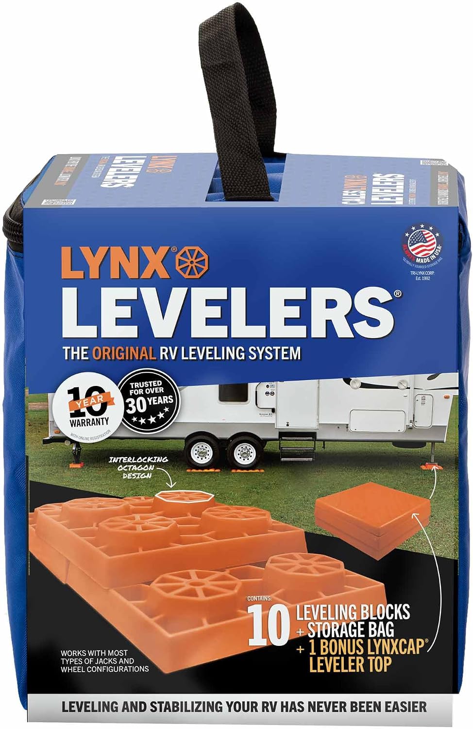 Lynx Levelers 11 Pack Including 1 Lynx Cap Level Top for RV/Trailer/Motorhome...