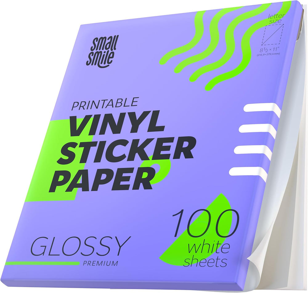 Premium Printable Vinyl Sticker Paper for Inkjet Printer and Laser - 100 Whit...