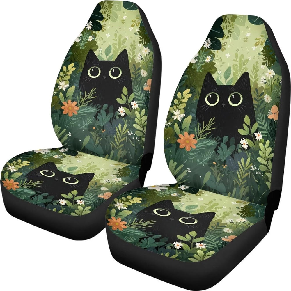 Talayituse Cute Cat Forest Print Car Seat Covers Front Set Car Seats with Ela...
