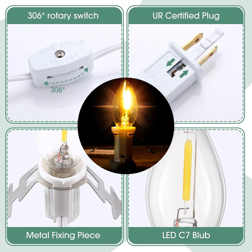 24 Packs Accessory Cord with LED Light Bulb, 6 Ft Light Accessory Cord Kit