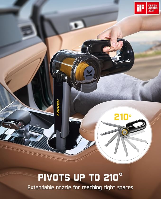 Fanttik Fold V10 APEX Pivot Cordless Car Vacuum, 17000Pa Handheld Vacuum