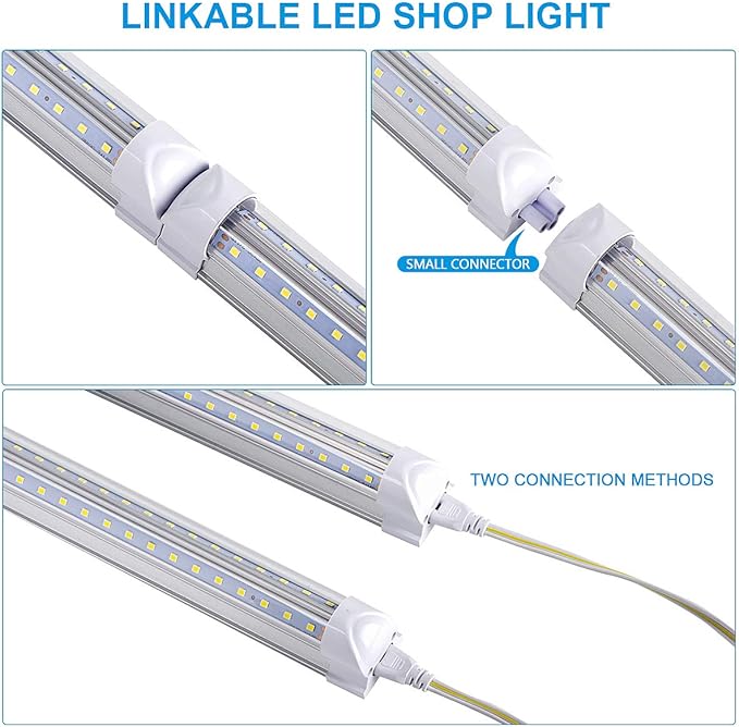 4 Pack, Led Shop Lights, 8FT Led Shop Light, 100W 6000K 15000LM Clear White
