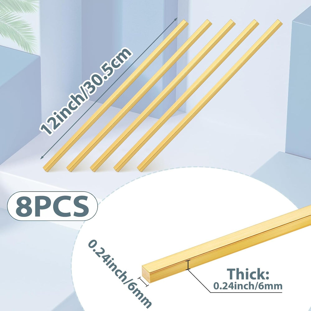 Hicarer 8 Pieces 1/4" x 1/4" C360 Brass Flat Bar Blank, 12" Lo...