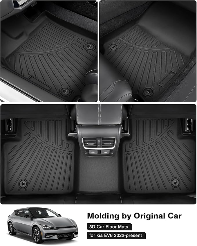 Powerty Floor Mats for 2022-2025 Kia EV6 Accessories All Weather Floor Liner 3D