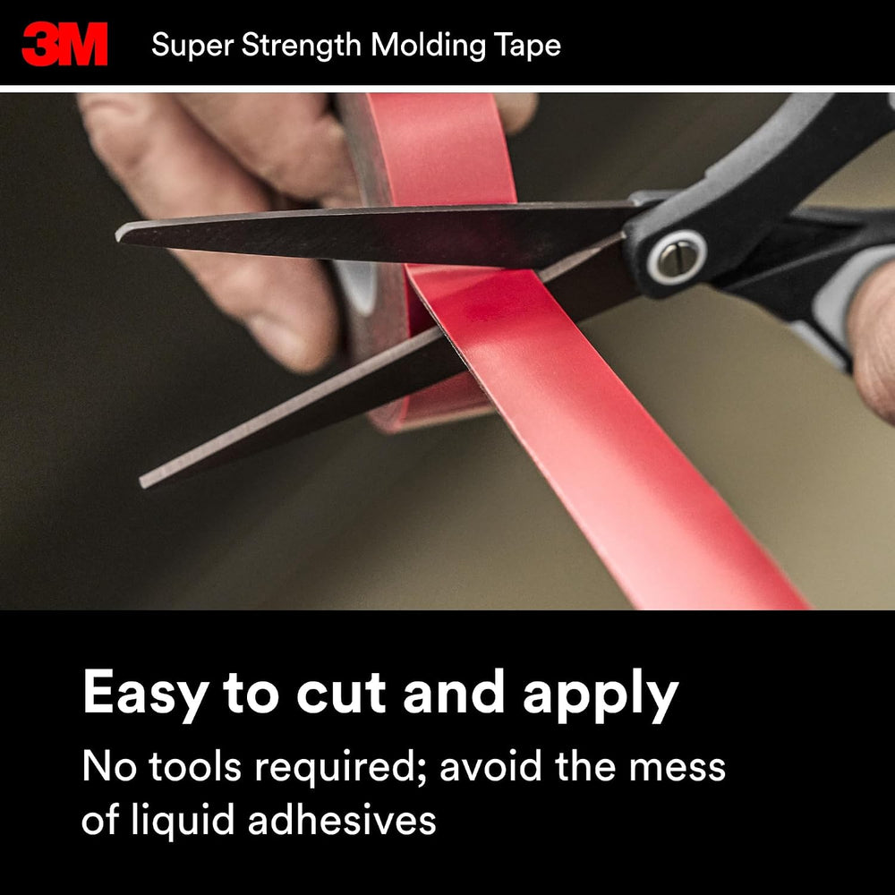 3M Super Strength Molding Tape 03616, 7/8 in x 15 ft, 4 Rolls, Black