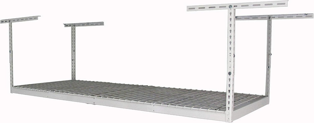 SafeRacks 3x8 Overhead Garage Storage Rack, White, 12"-21" Height