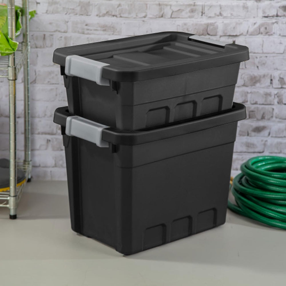 Sterilite Stacker Tote with Latching Lids for Garage, 4 Gallon, 6-Pack