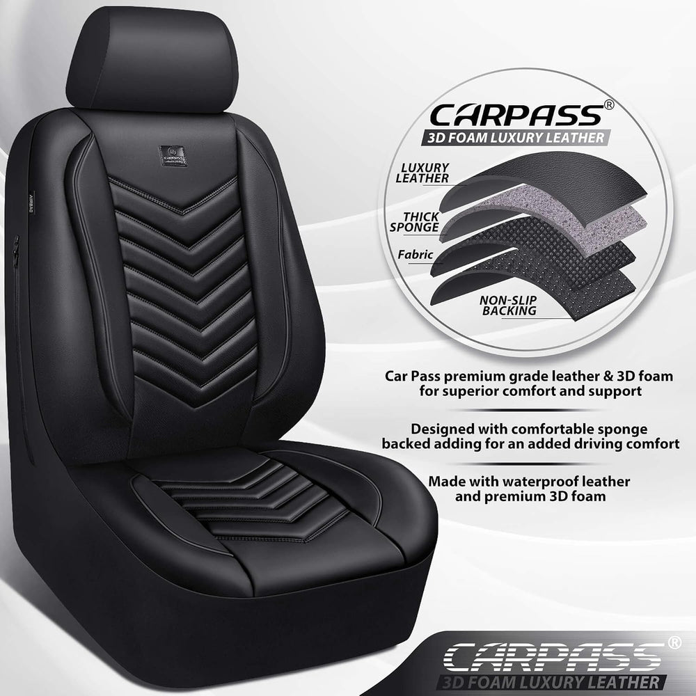 CAR PASS 3D Foam Faux Leather Seat Covers Full Set,Waterproof Leather Seat Co...