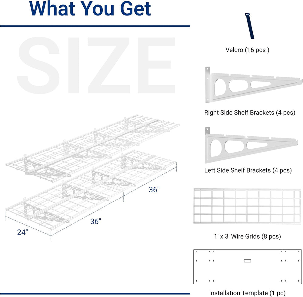 FLEXIMOUNTS 2-Pack 2x6ft Garage Shelving 24-inch-by-72-inch Heavy Duty Wall M...