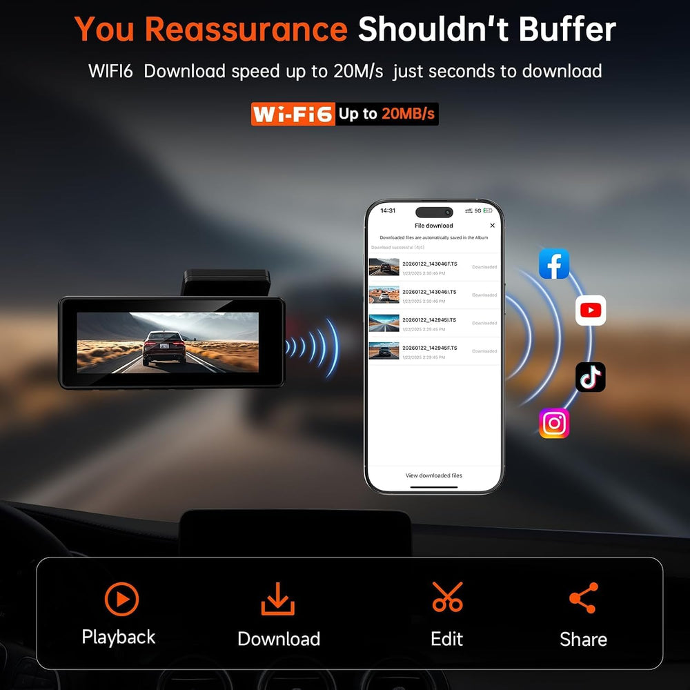 Dashcam Front and Rear Camera, 4K Dash Cam with 64GB Card, Black