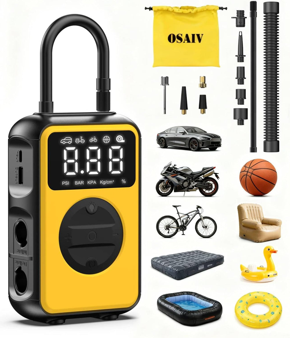 Tire Inflator Portable Air Compressor Cordless with Pressure Gauge and Auto S...
