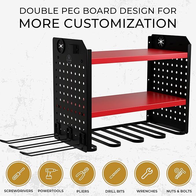 Power Tool Organizer-6 Drill Holder Wall Mount, 3 Tier Heavy-Duty Hand Tool