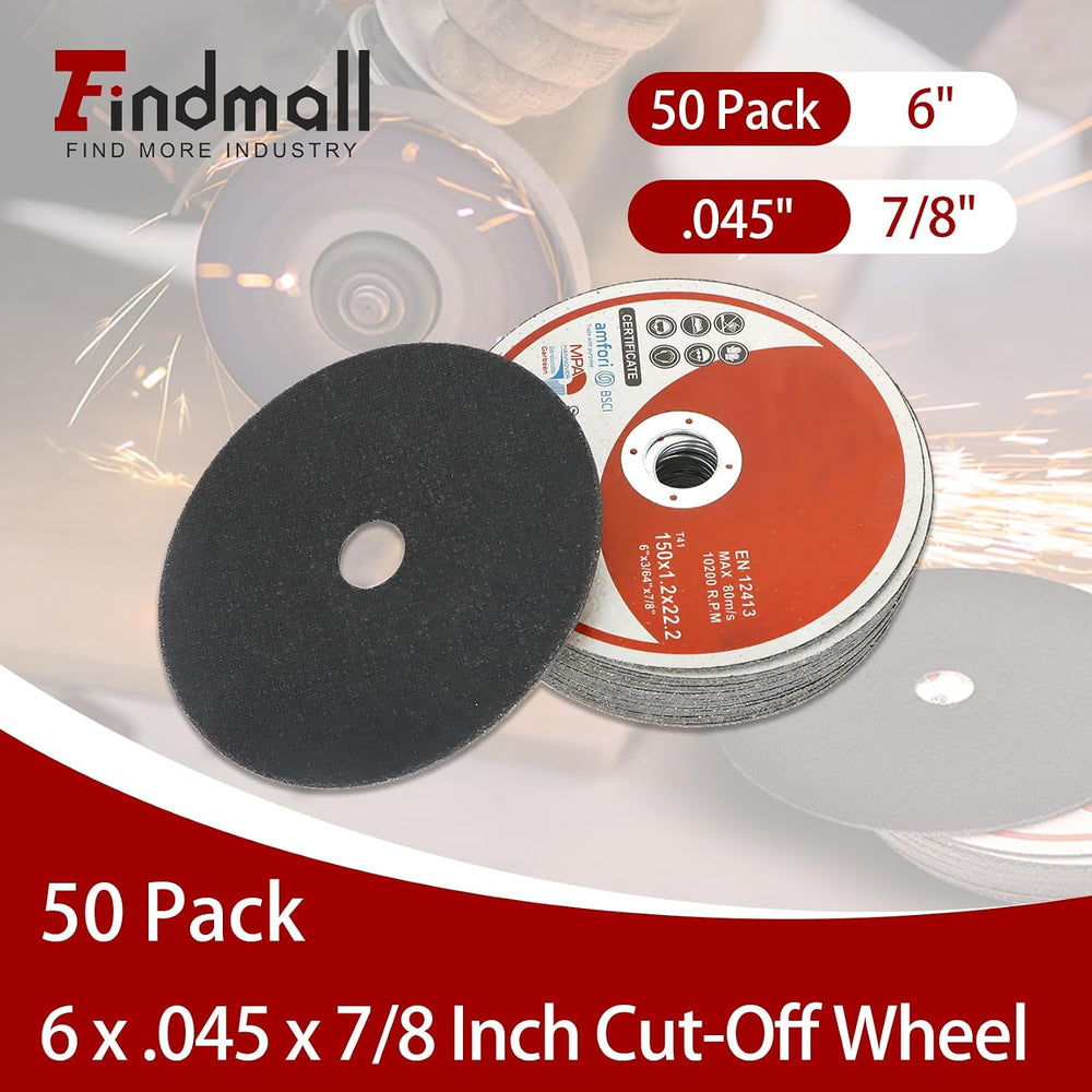Cut Off Wheels 50 Pack 6 x .045 x 7/8 Inch Metal and Stainless Steel Cutting ...