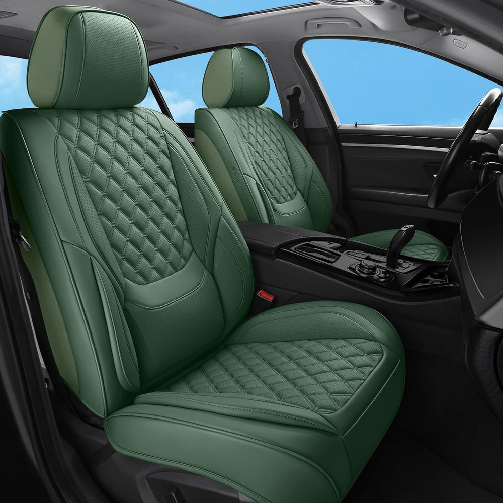 Green Car Seat Covers Full Set,5 Seat Leather Seat Covers for Cars