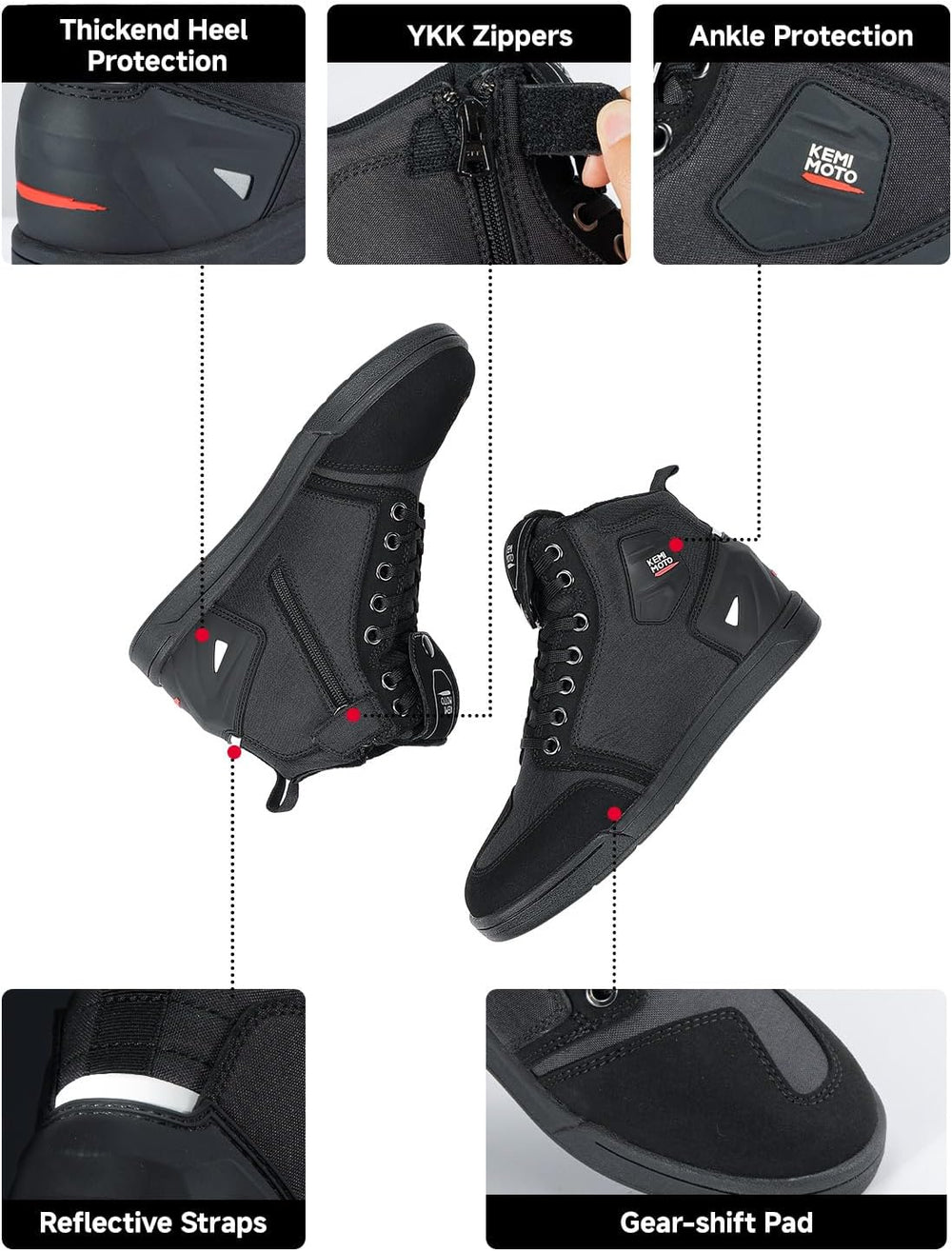 KEMIMOTO Motorcycle Shoes for Men Thick Heel Protection Layer