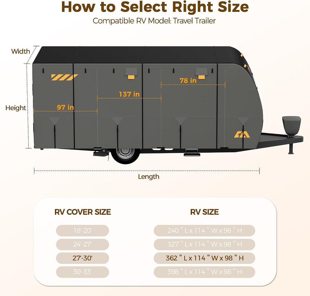 CAMMOO RV Cover for 27-30ft Travel Trailer