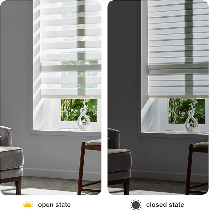 Persilux Cordless Zebra Blinds for Windows Free-Stop Roller Windows Shades Dual