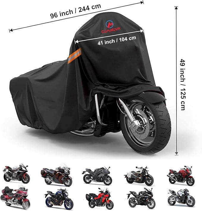 Motorcycle Cover All Season, Universal Waterproof Weather Sun Outdoor