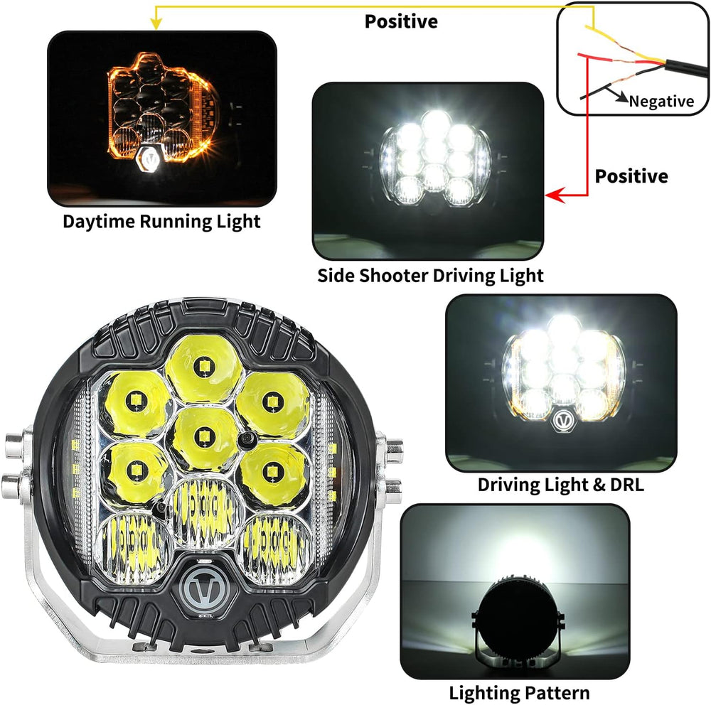 7 Inch Round LED Offroad Light with DRL, 90W Driving Light LED Light Bar, 800...