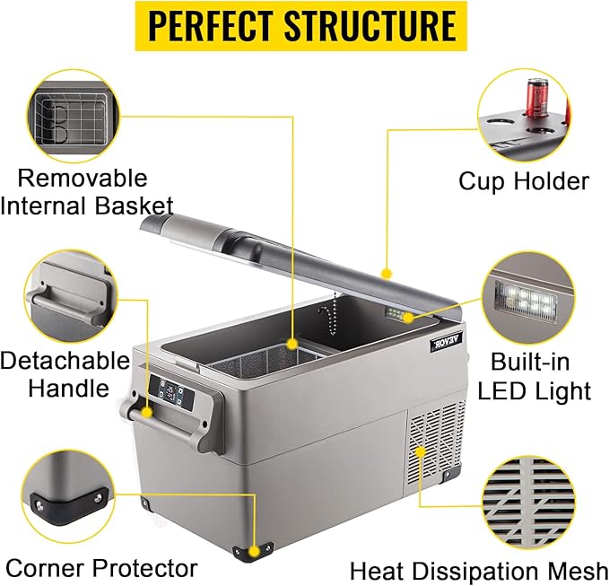 VEVOR CF35 Portable 37 Quart 12 Volt App Control, Car Refrigerator Dual Zone