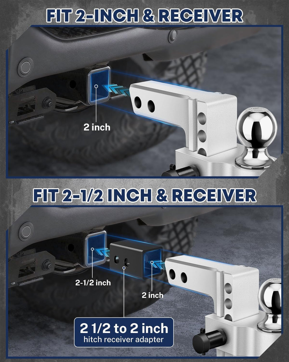 Kohree 6" Adjustable Trailer Hitch for 2" & 2.5" Receiver,...