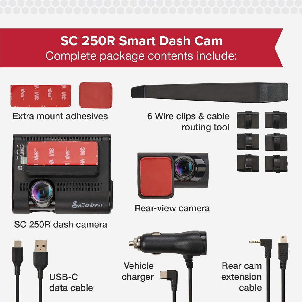 Cobra Smart Dual View Front and Rear Dash Cam (SC 250R), True 4K Resolution