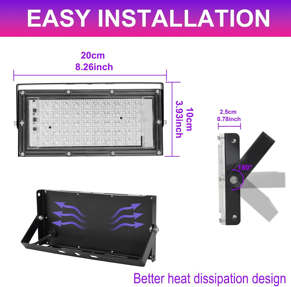 50W LED Black Lights for Glow Party, IP65 Waterproof UV Blacklight Floodlight...