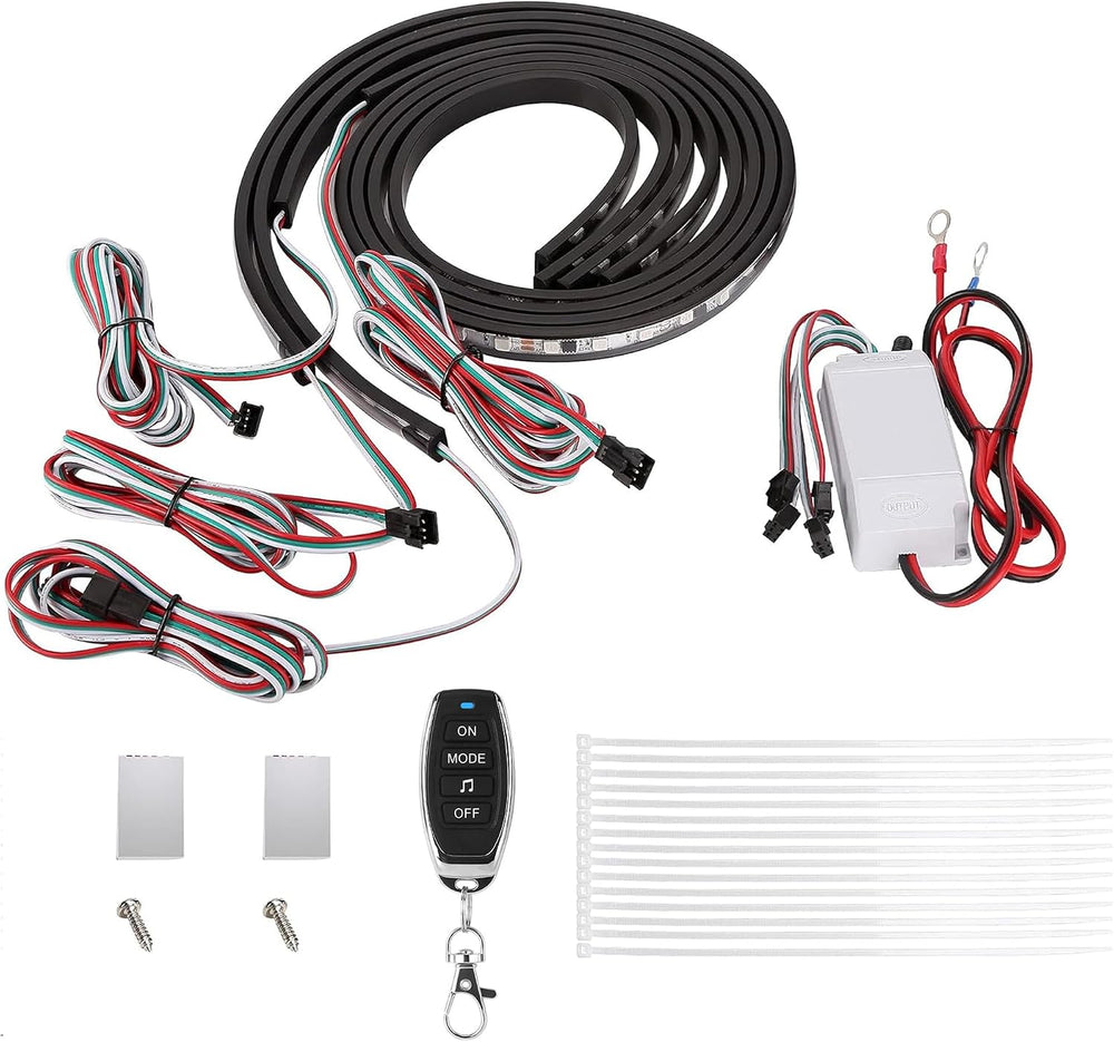 10L0L 4PCS Golf Cart Underglow LED Light Kit, Underbody RGB Strip Lights, 24-...