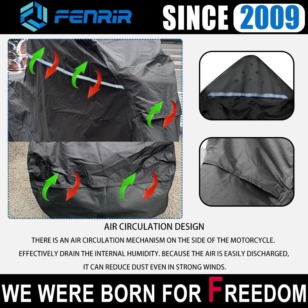 FENRIR 420D 90" INCH Motorcycle Cover Waterproof Outdoor Storage Compati...