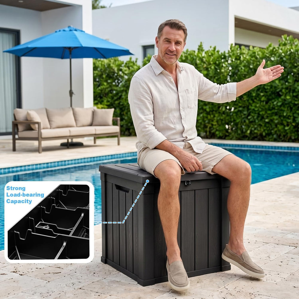 PatioZen 50 Gallon Outdoor Deck Box,Waterproof Resin Outdoor Storage Boxes, O...