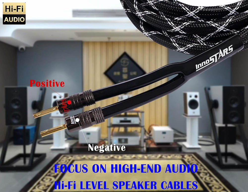 12AWG Gauge Premium Heavy Duty Braided Audio Speaker Cable Wire with 24K Gold...