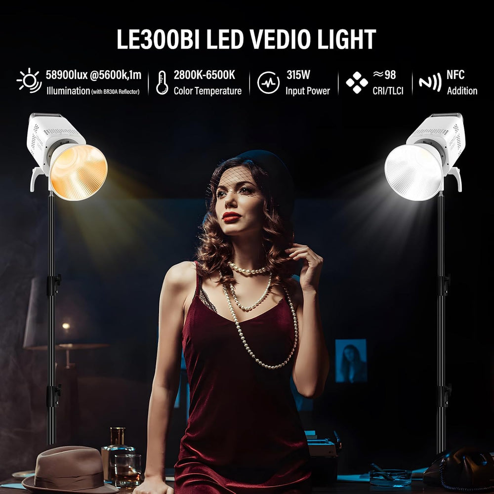 GODOX Litemons LE300Bi Kit, Godox Video Light Kit with Softbox Light Stand