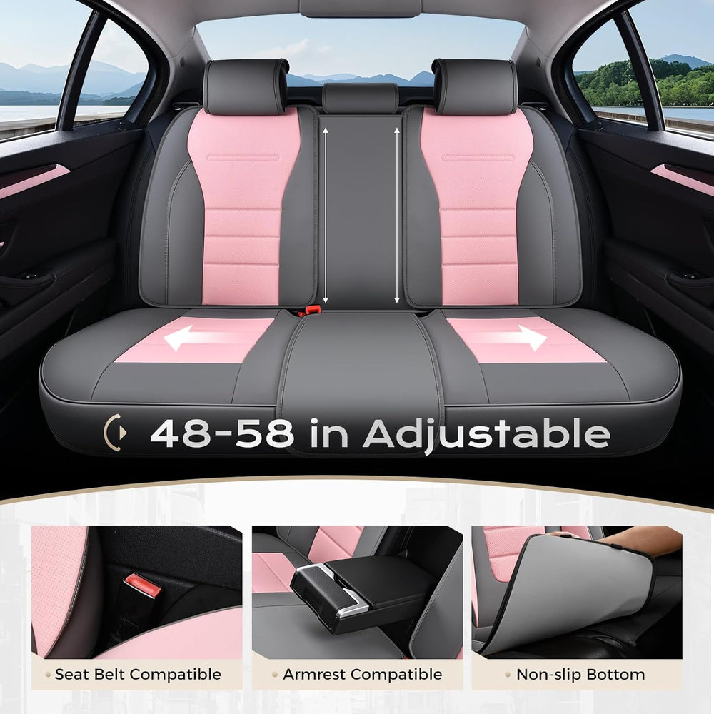 Coverado Car Seat Covers Full Set, Nappa Leather Seat Covers for Cars, Car Se...