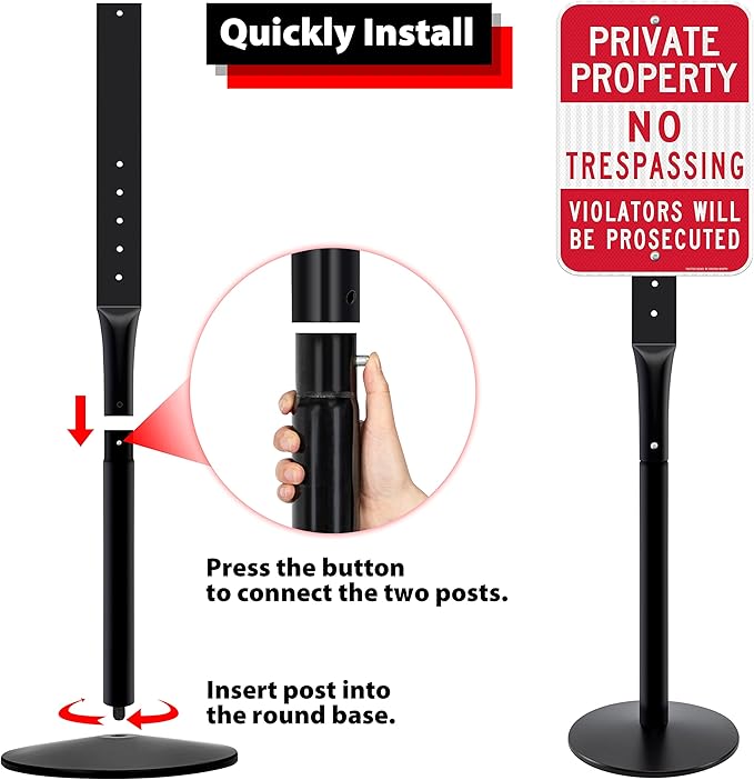 Heavy Duty Parking Sign Base Cast Iron 48" Parking Sign Post, Heavy Duty...