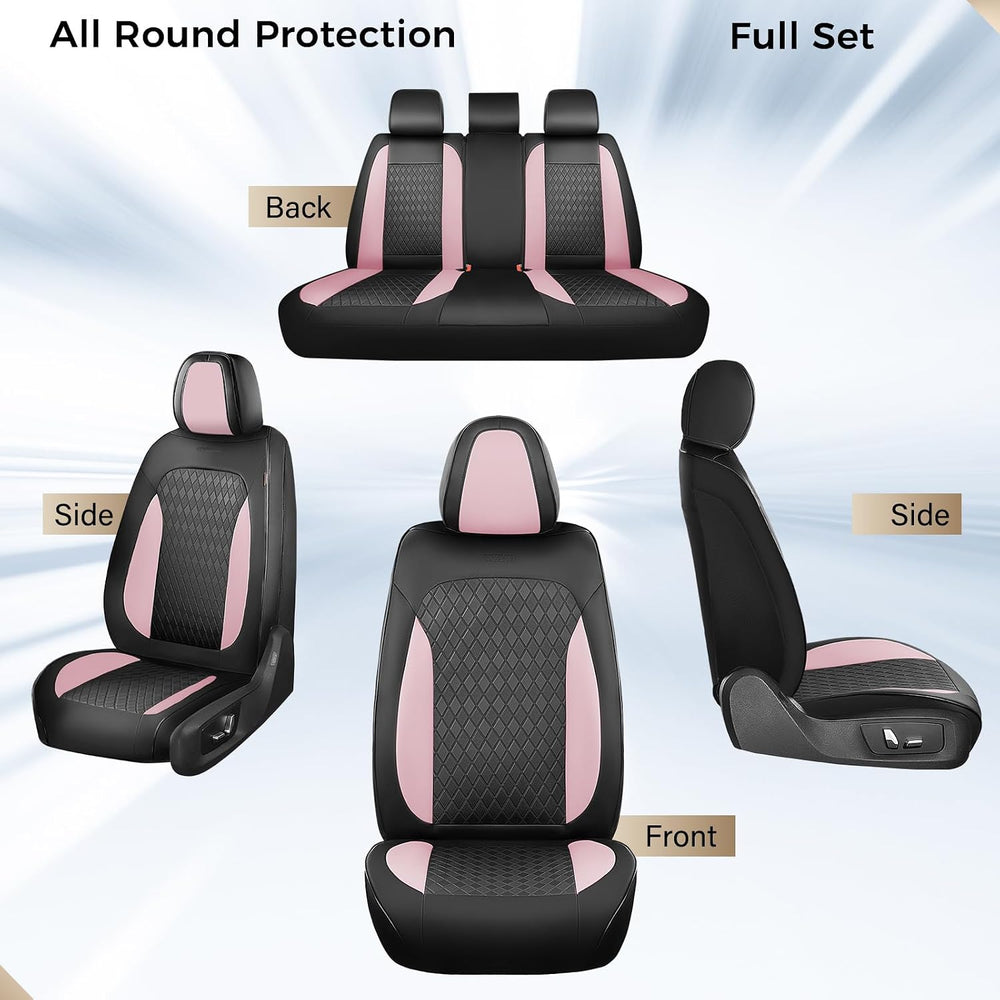 Coverado Car Seat Covers Full Set, Leather Seat Covers for Cars, Waterproof C...