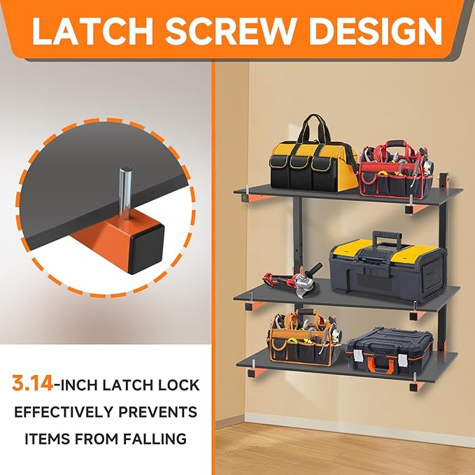 4 Pack Lumber Rack Wall Mount, Heavy Duty Wood Storage Racks, 6-Level System