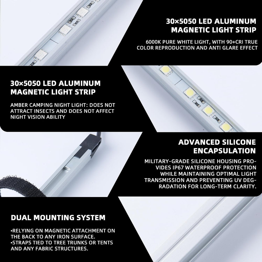 12V LED Interior Light Bar Kit, 4 Bars White Adjustable Brightness RV Camping...