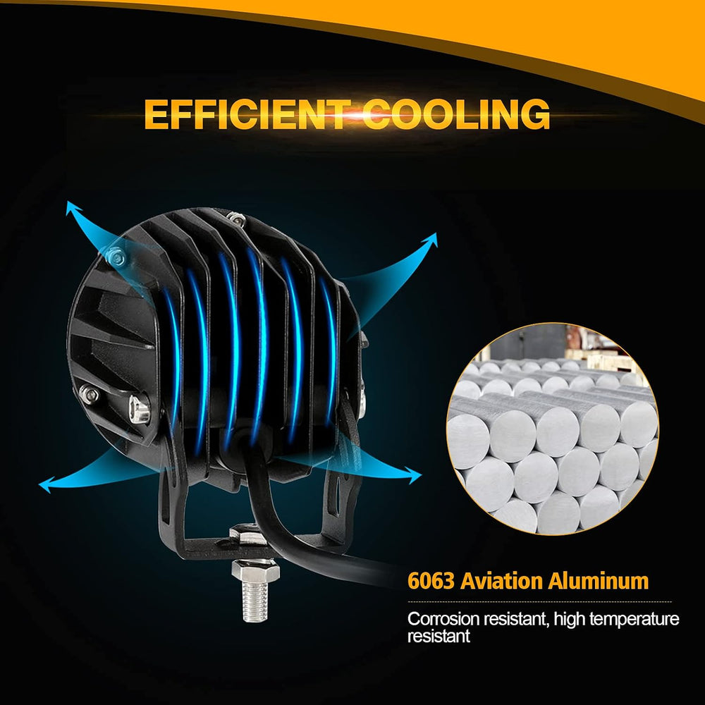Auxbeam 3.5'' 50W Amber LED Offroad Light 5000LM Round Spot Flood Pod...
