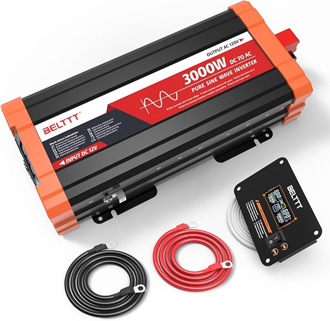 BELTTT 3000W Pure Sine Wave Inverter 12V DC to 120V AC
