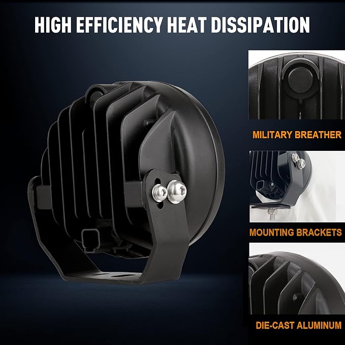 BIGLION.X Pair 160w 5 Inch Round Led Offroad Driving Lights Fog Lights 18800LM
