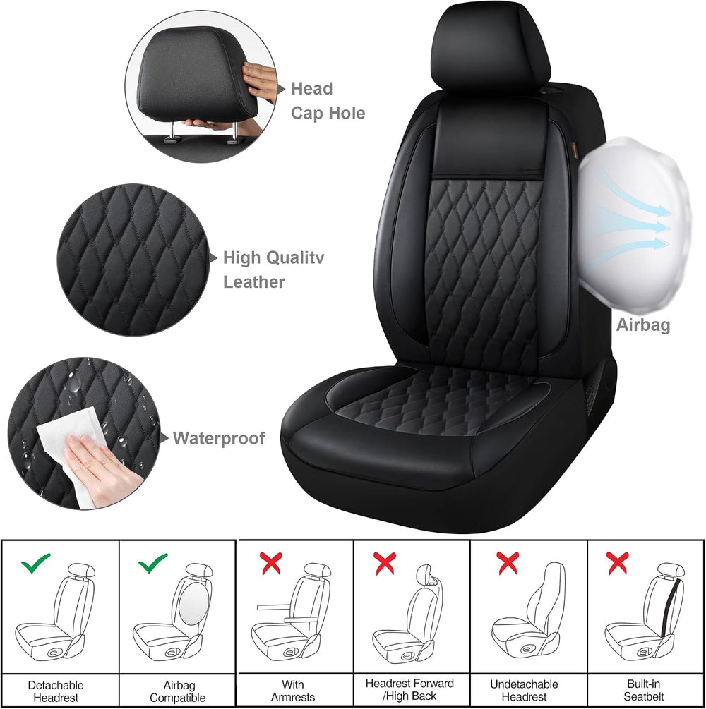 Faux Leather Car Seat Covers Full Set,Luxury and Comfortable Covers for Cars,...