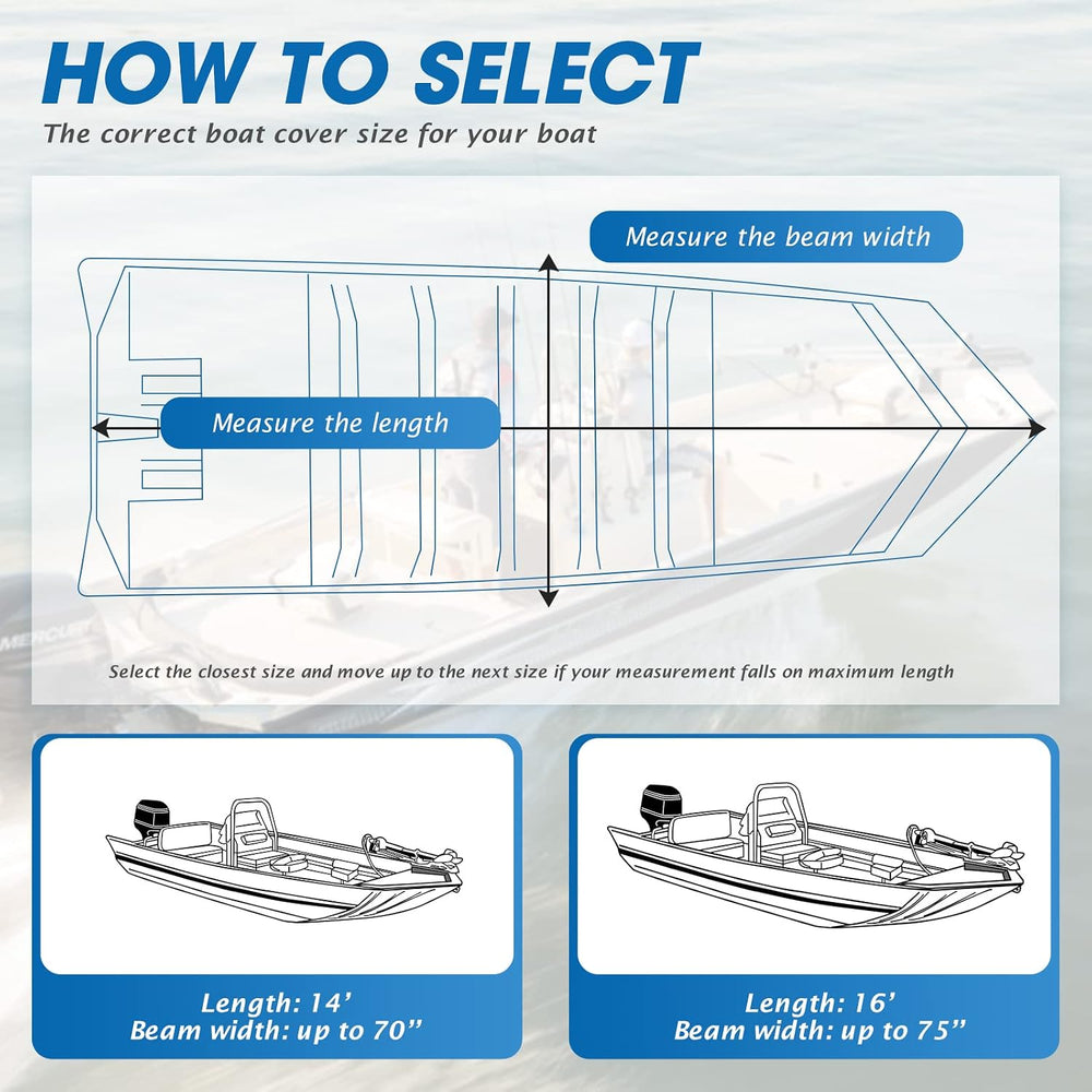 Solim 14FT Jon Boat Cover with Motor Cover, 1200D PU Waterproof Trailerable